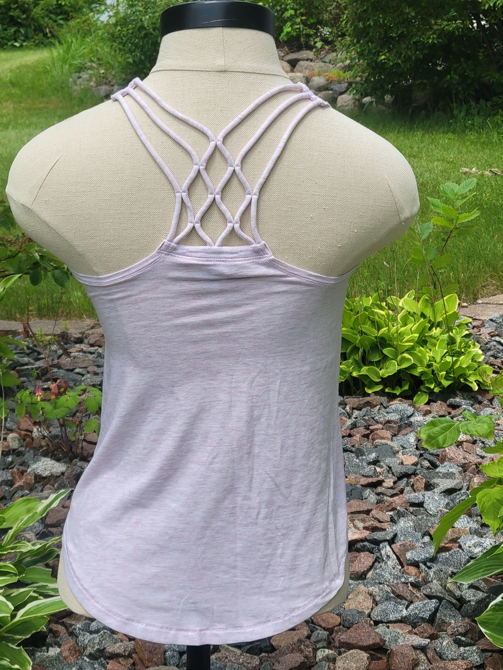 Ivivva Quiet Moments Heathered Pink + Silver Splatter Tank Top Size 10 - Picture 3 of 5